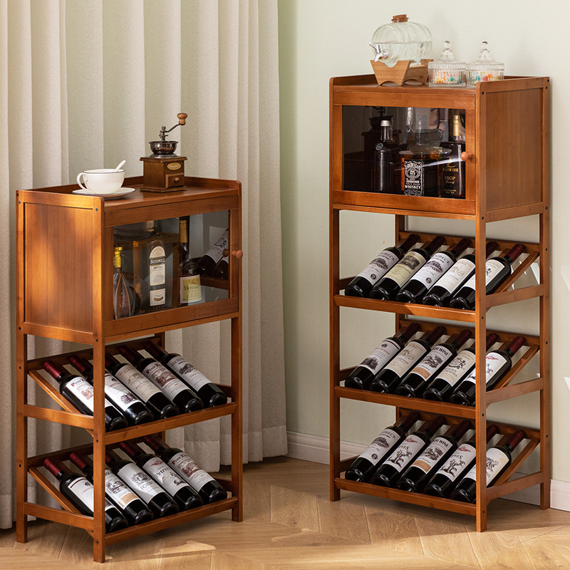 Home Bar Shelves - Rak Anggur Bambu Padat Lantai 3/4