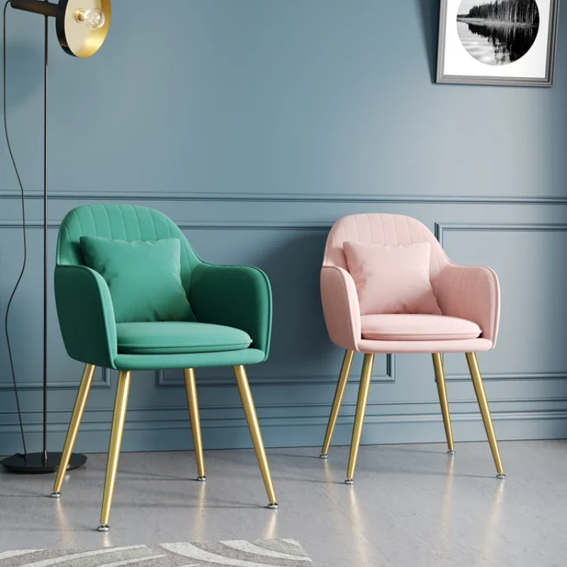 Home Bar Seating - Kursi Makan Logam Suede Mewah Ringan