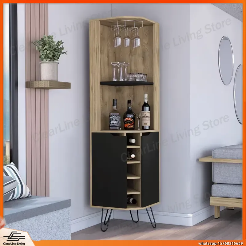 Home Bar Shelves - Lemari Bar Sudut dengan 6 Rak