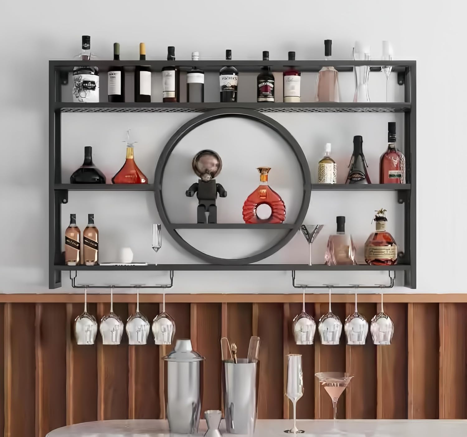Home Bar Shelves - Rak Penyimpanan Anggur Dinding Berbahan Logam
