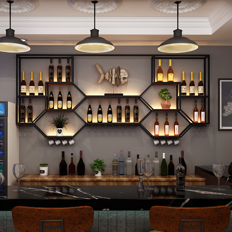 Home Bar Shelves - Rak Logam Lemari Anggur Ruang Tamu