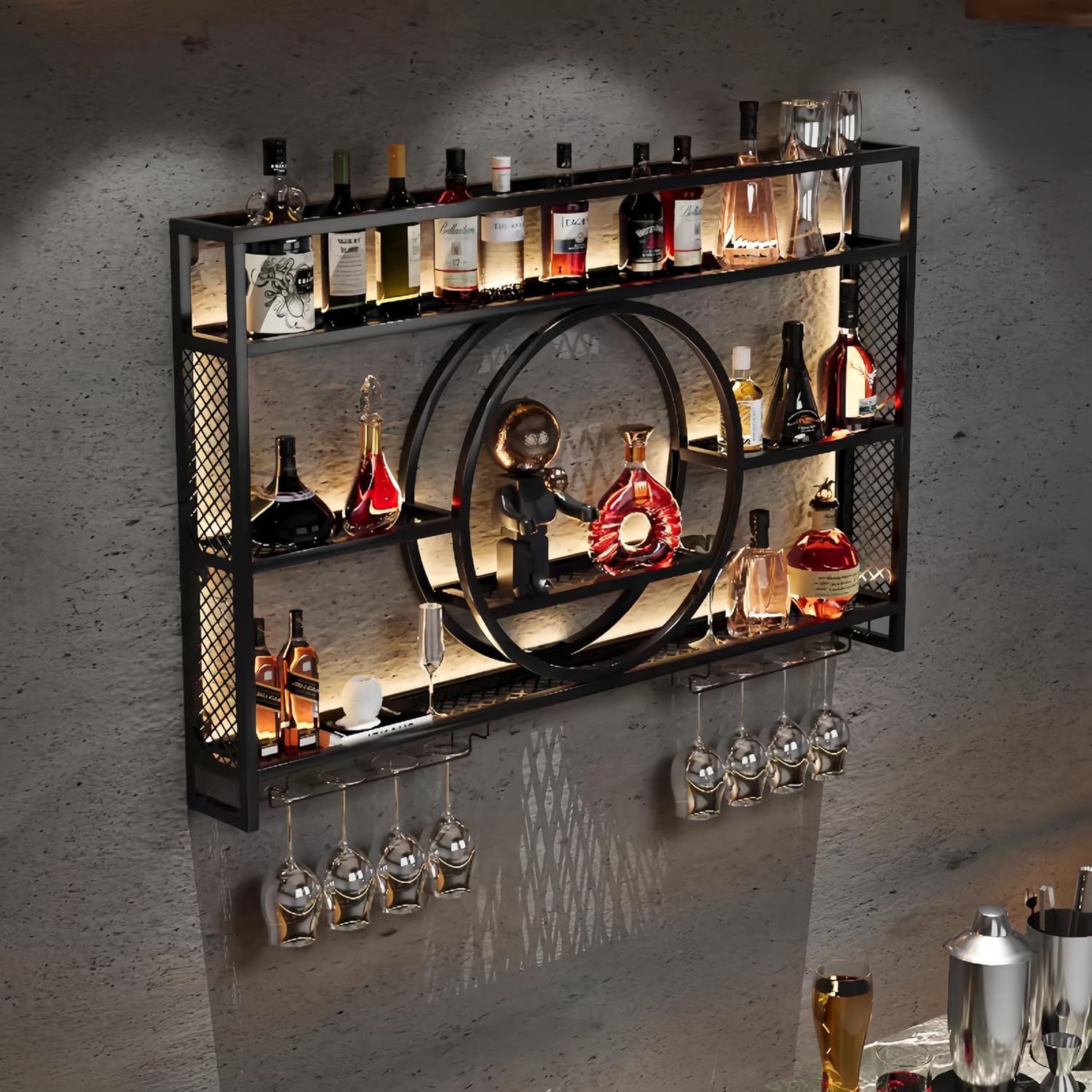Rak Penyimpanan Anggur Dinding - Home Bar Shelves ulasan dan harga