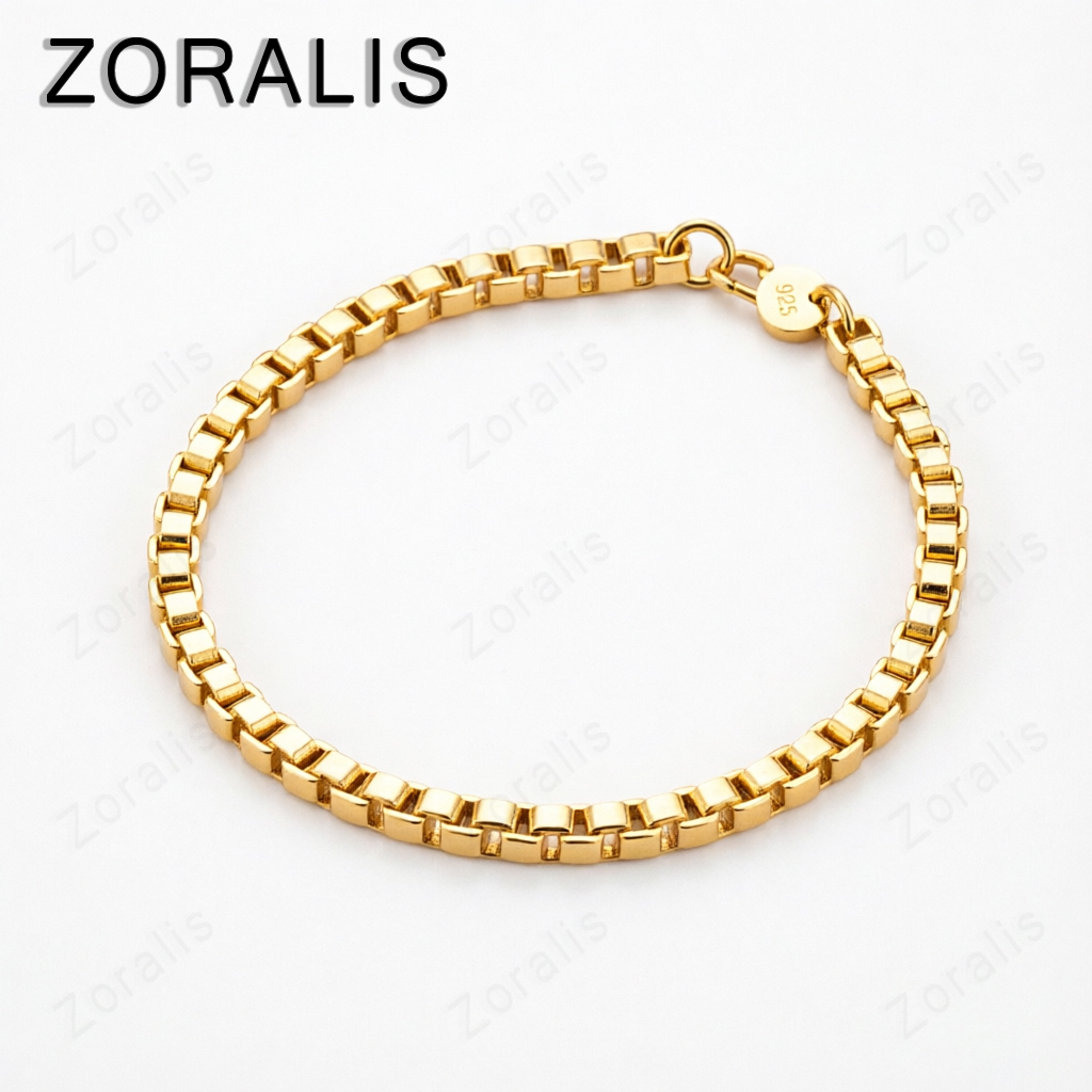 Gelang Rantai Kotak Emas 18K 4 - Bar Cart Gold ulasan dan harga